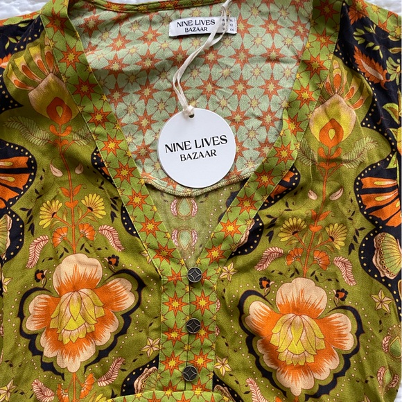 NINE LIVES BAZAAR EMPIRE DRESS COYOTE boho floral print Maxi Dress NWT XXL - Picture 11 of 15